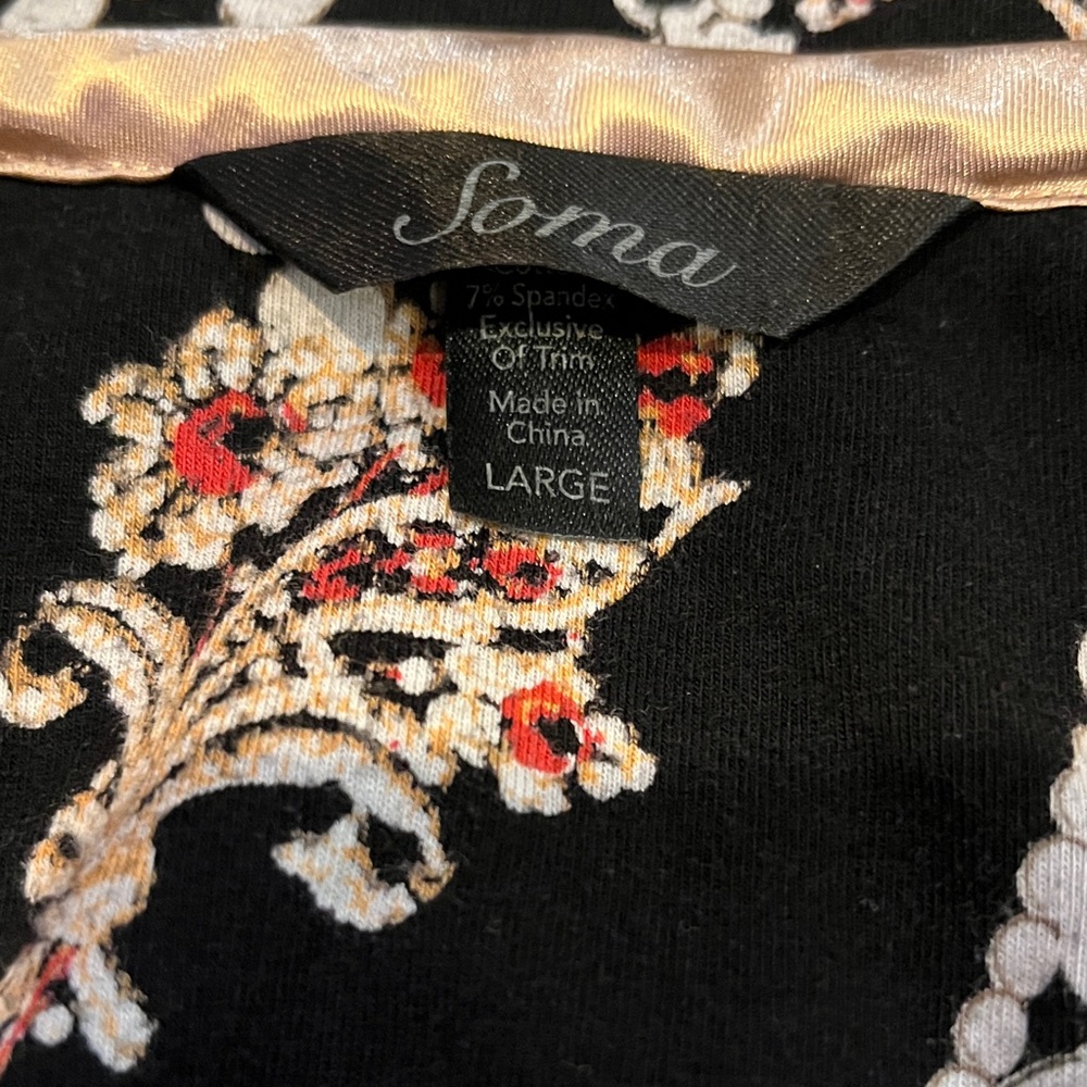 Soma Black and Cream Floral Top